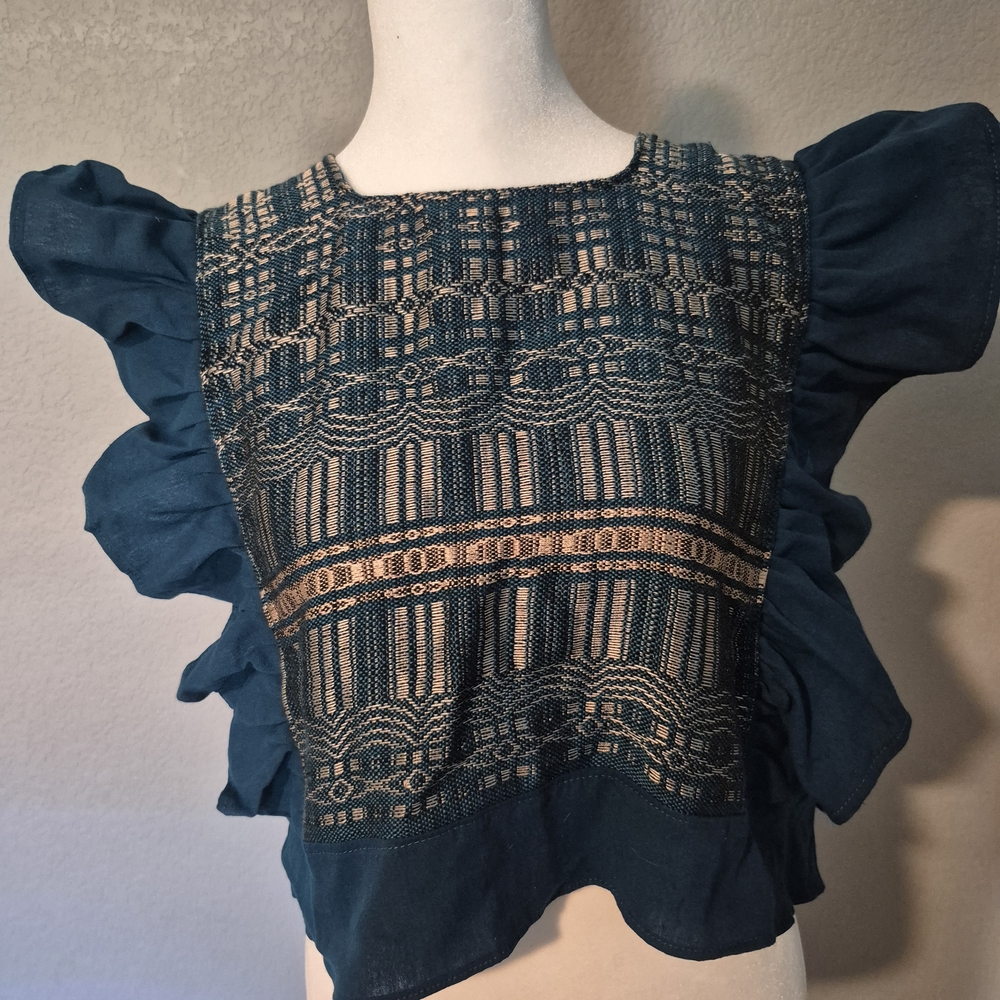 Elegant Blue Patterned Women's Top